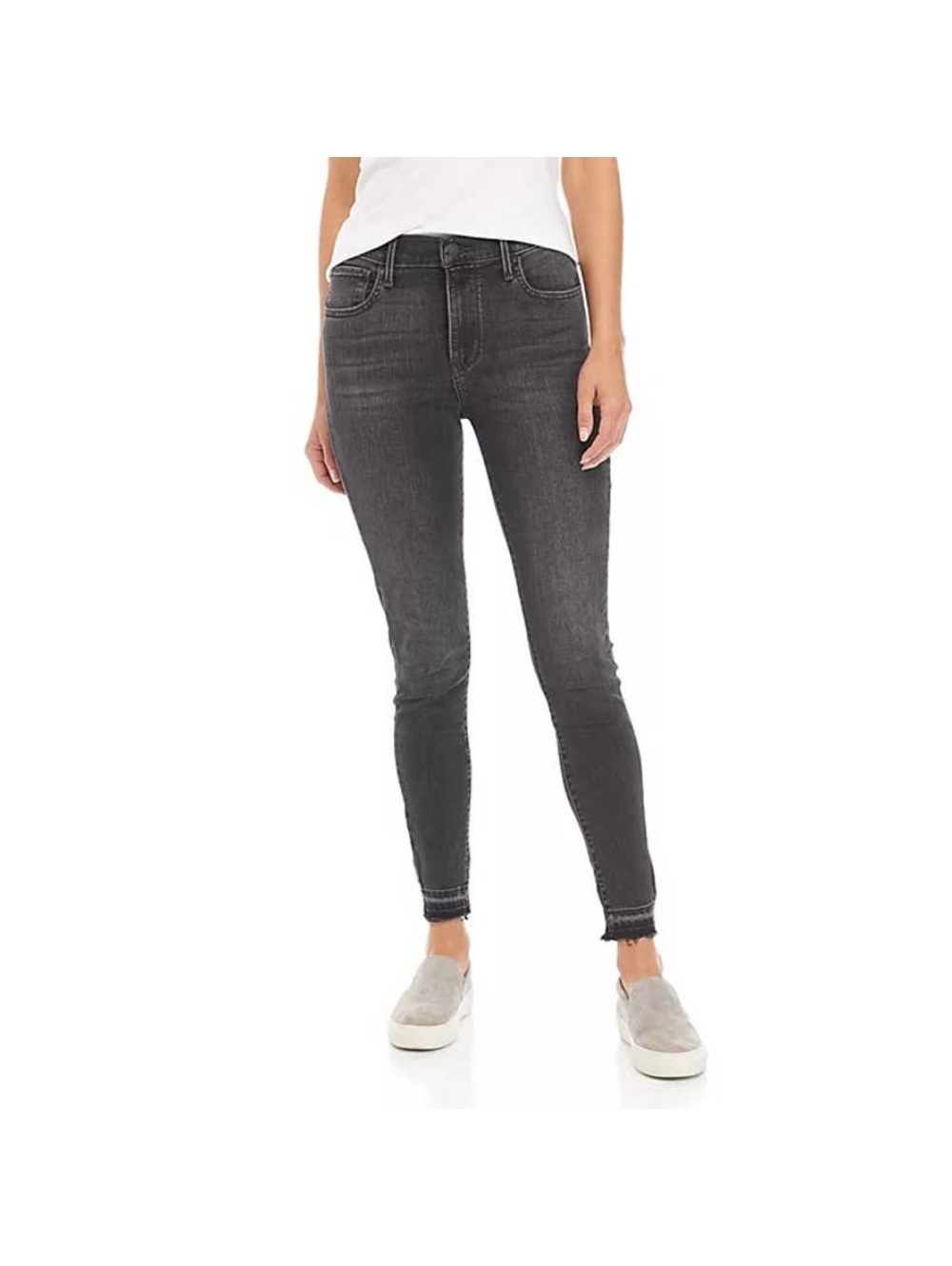 Levi's 720 High Rise Super Skinny Jeans in Subtle Art Washed Black Sz 26 Raw Hem